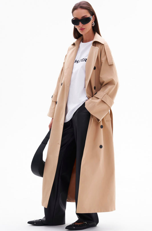 Light Brown Belted Trench Coat