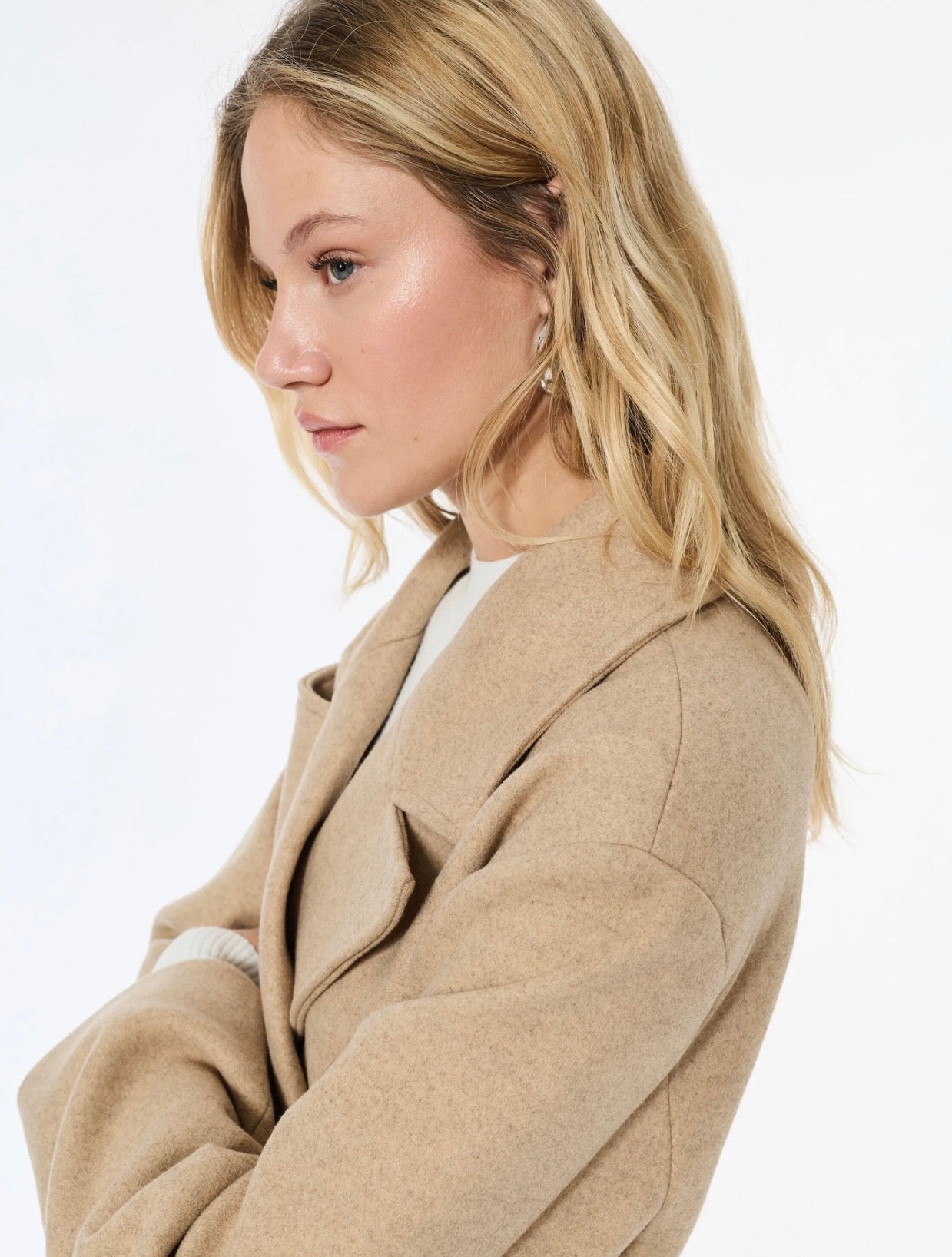 Light Brown Buttoned Midi Overcoat