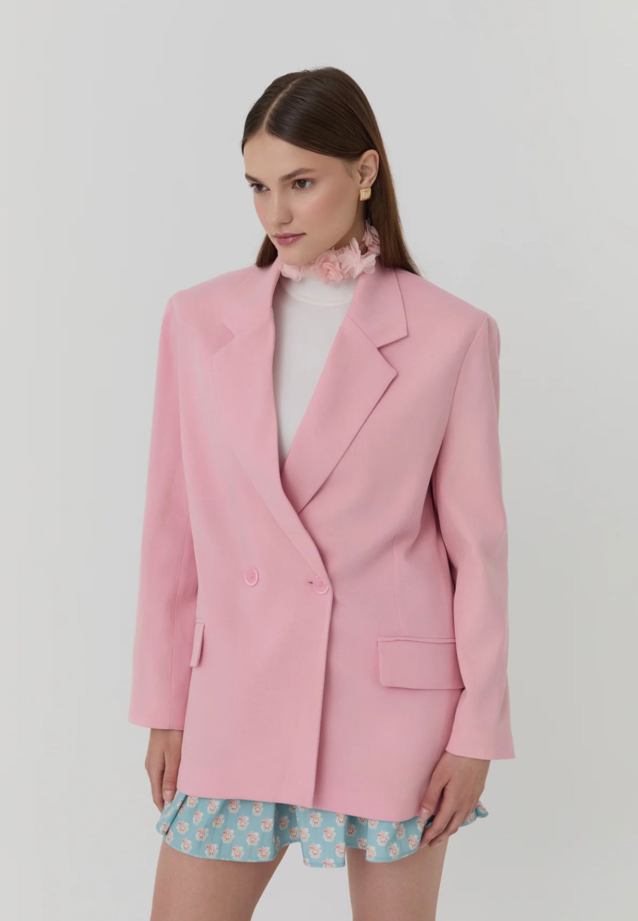 Light Pink Double Breasted Blazer