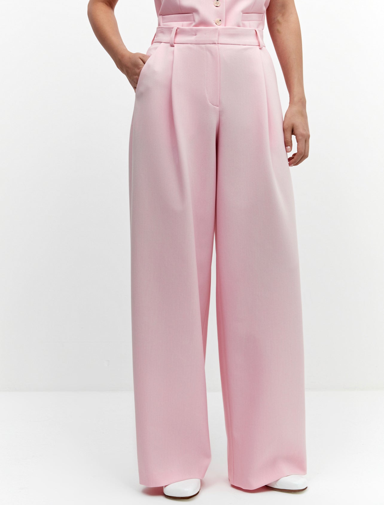 Light Pink Wide Leg Tailored Trouser