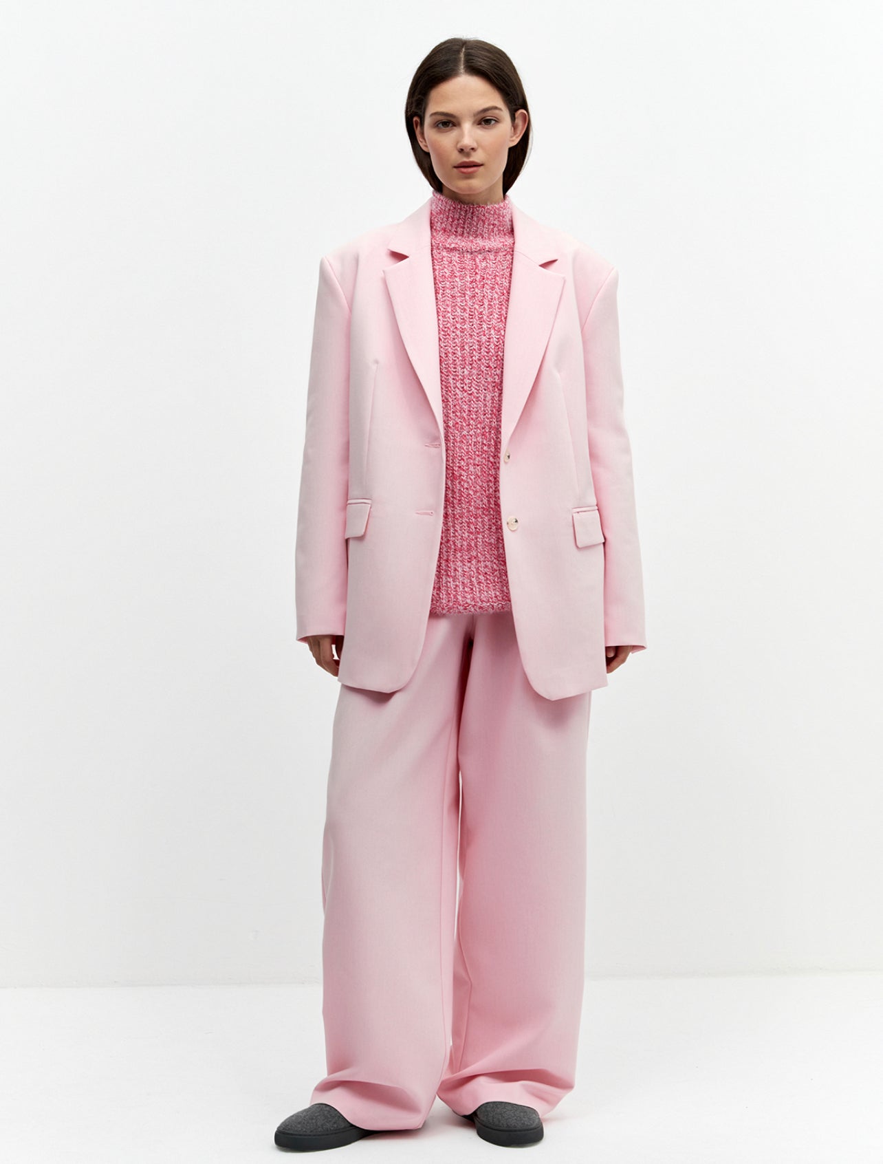 Light Pink Wide Leg Tailored Trouser