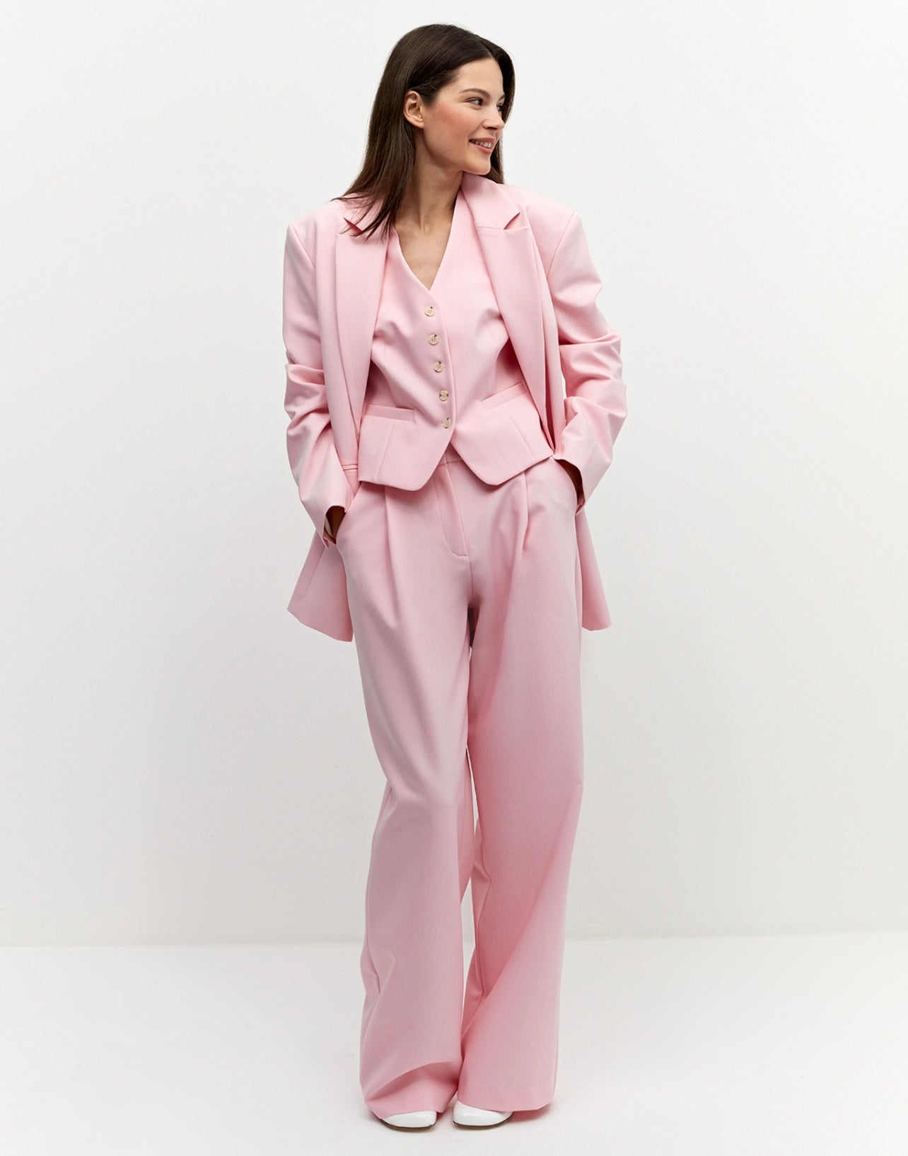 Light Pink Wide Leg Tailored Trouser