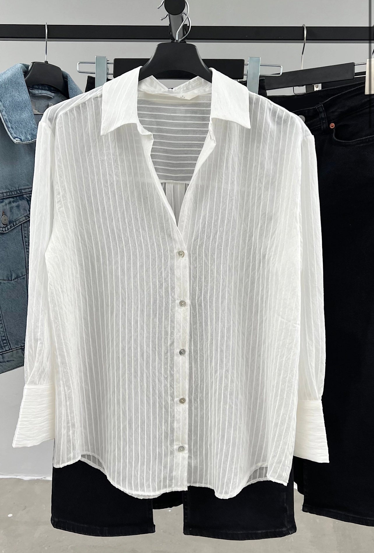 Lola White Striped Cotton Shirt