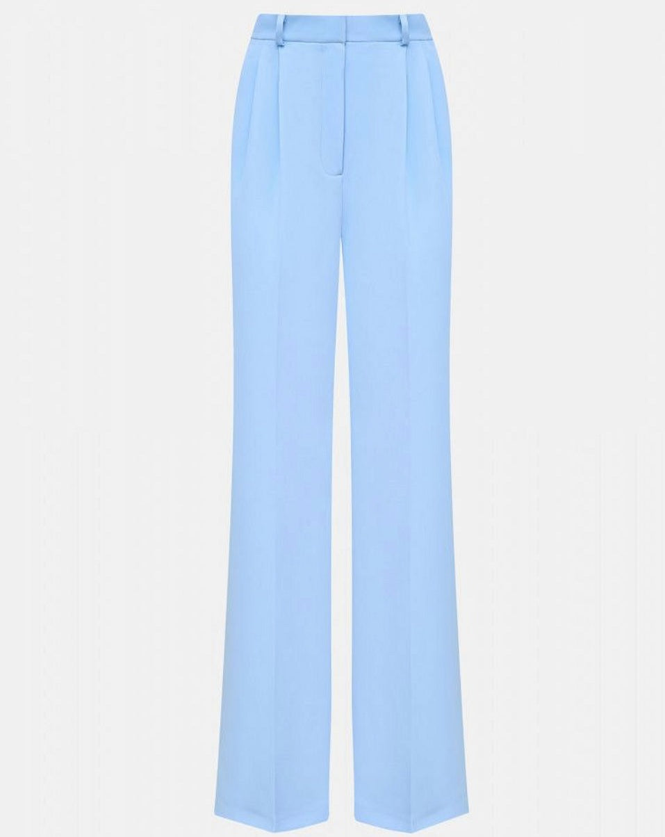 Light Blue Tailored Pleated Trousers