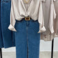 Olivia Grey Shirt & Denim Skirt Set