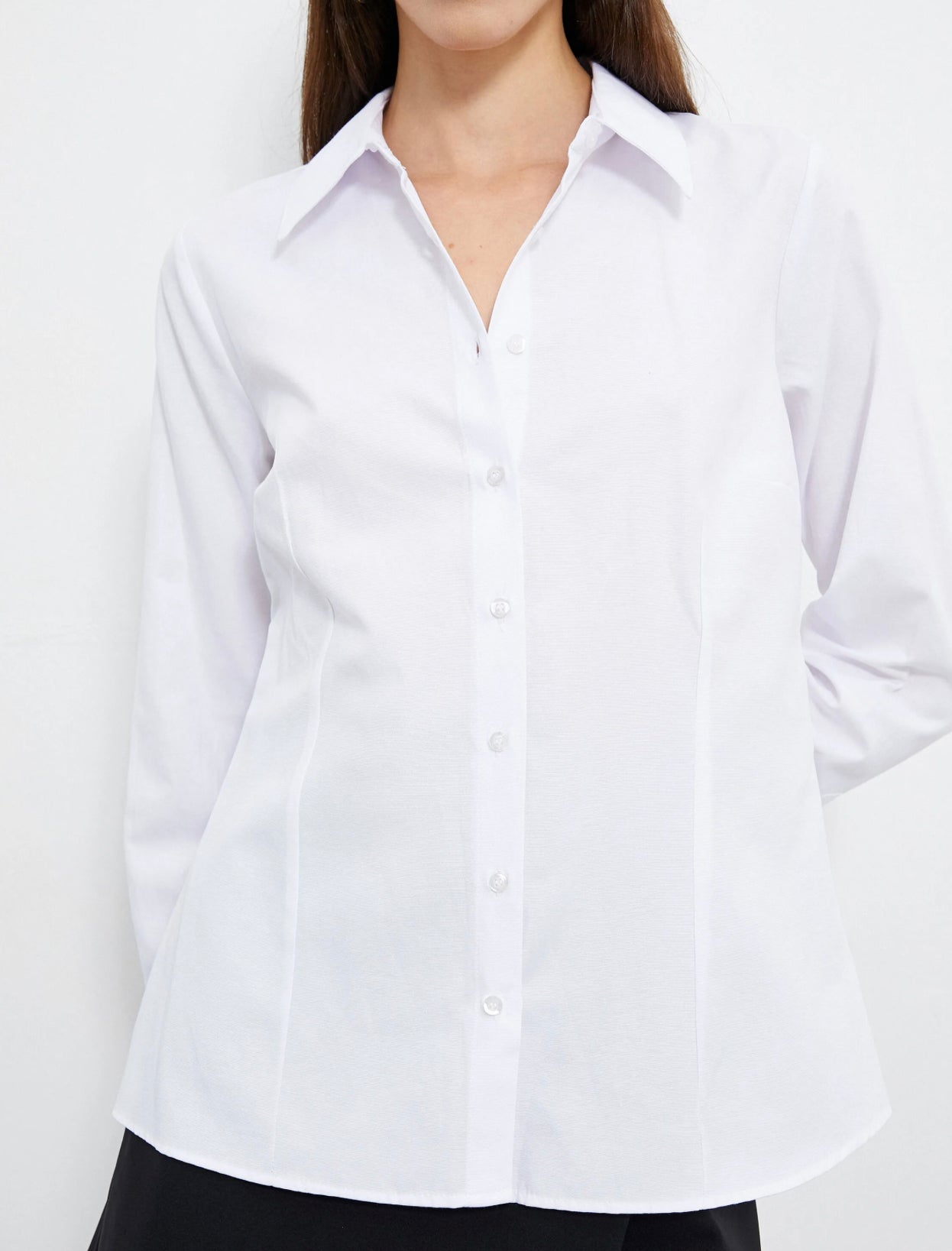 White Rich Cotton Fitted Shirt