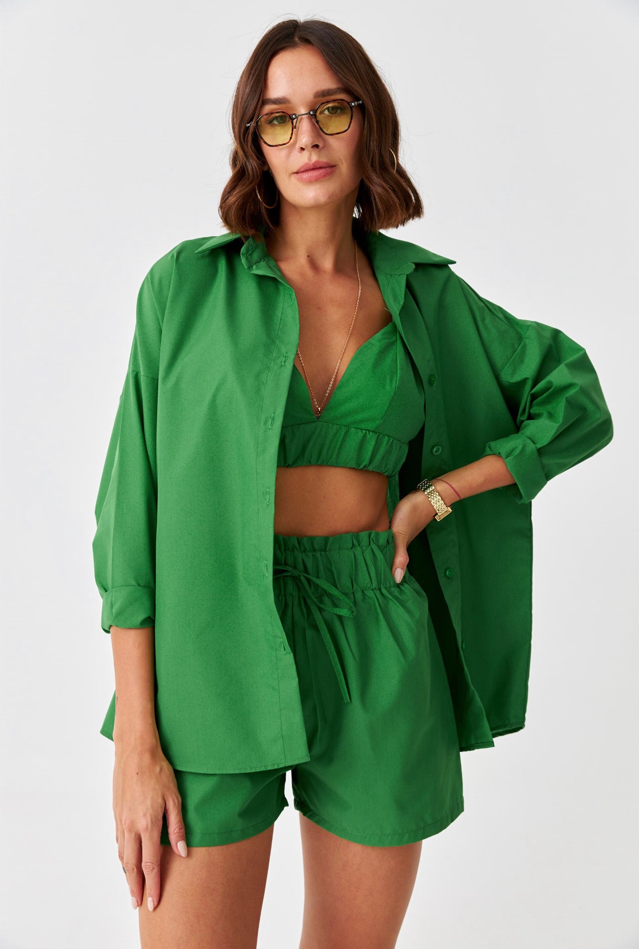 Jade Poplin Shirt & Short Set