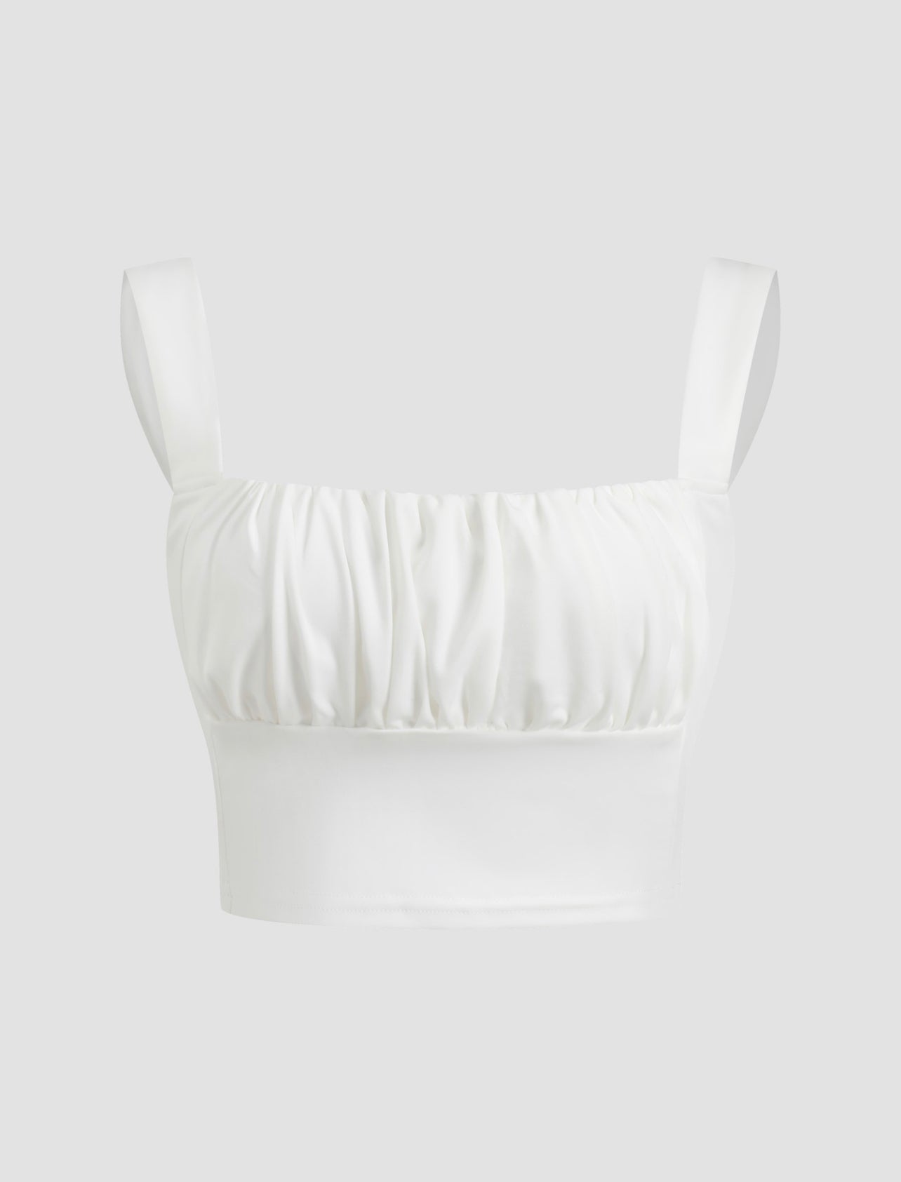 Sophia White Ruched Crop Top