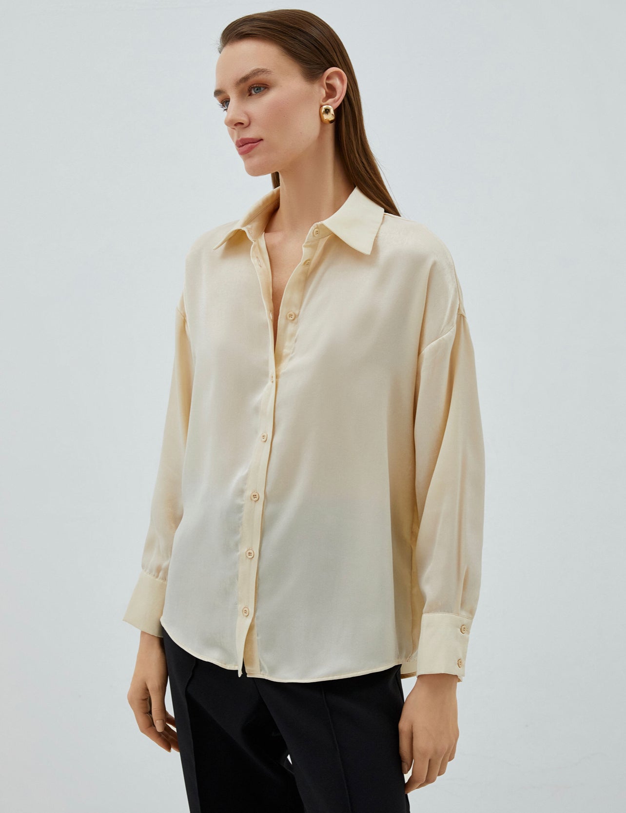 Marshmallow Beige Silk Shirt