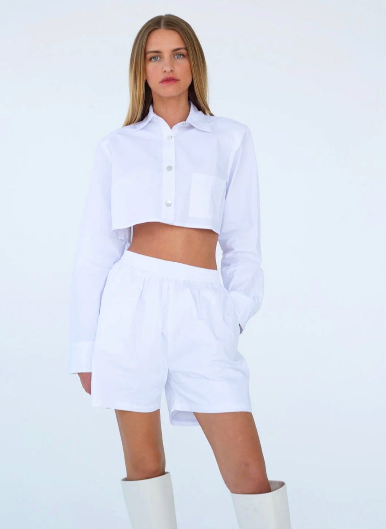 Alexia White Cropped Shirt