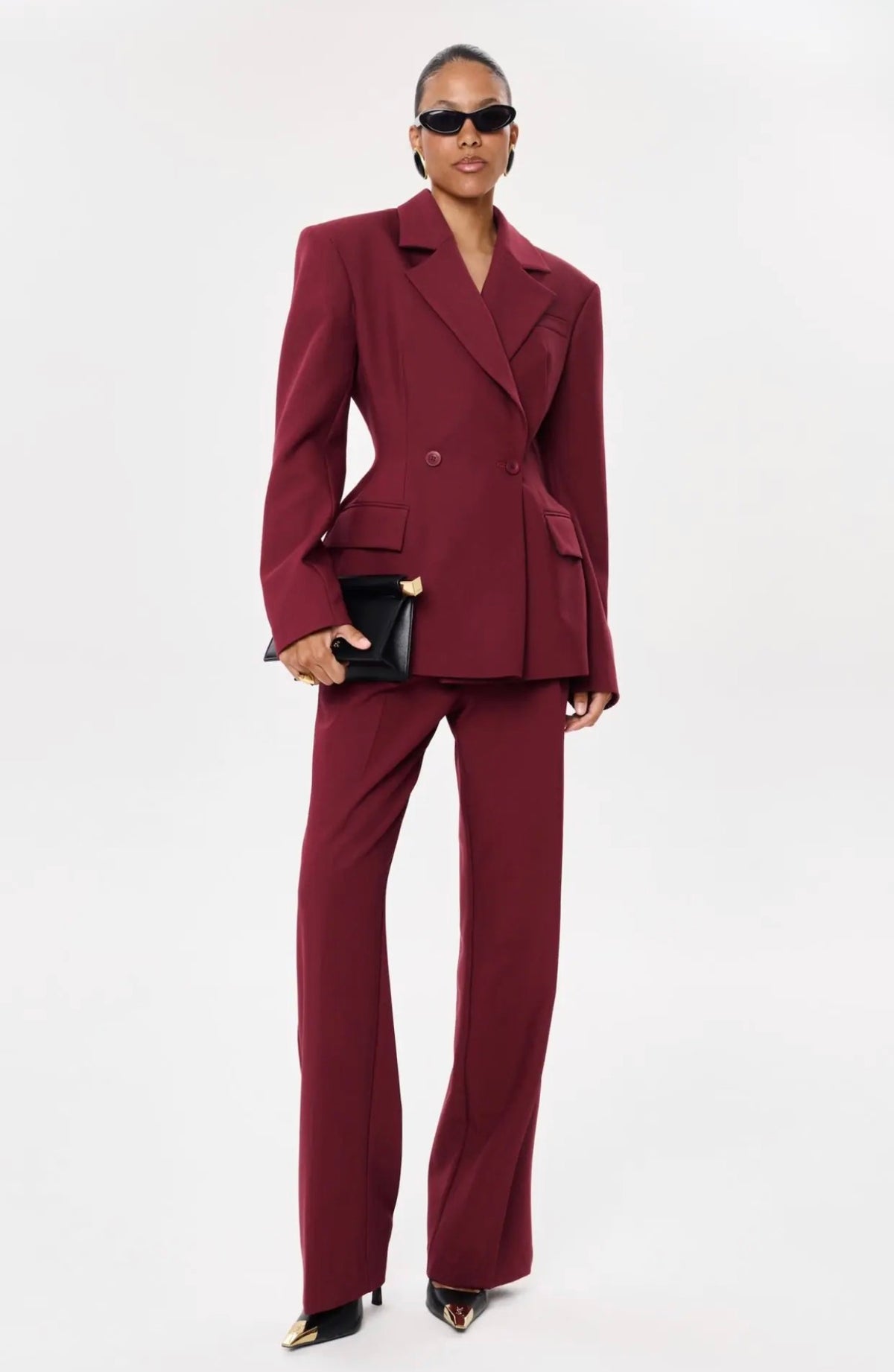 Maroon Double-Breasted Blazer