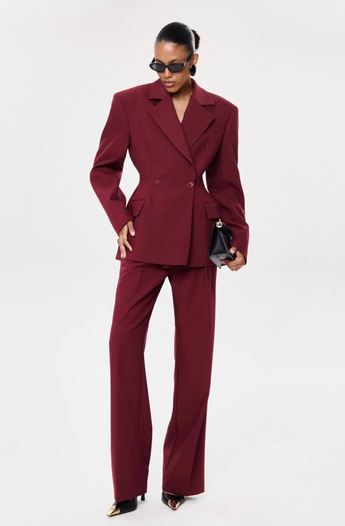 Maroon Double-Breasted Blazer
