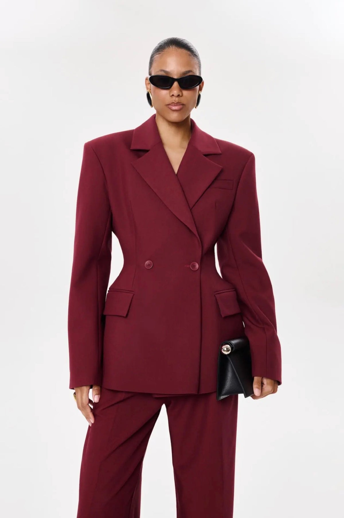 Maroon Double-Breasted Blazer