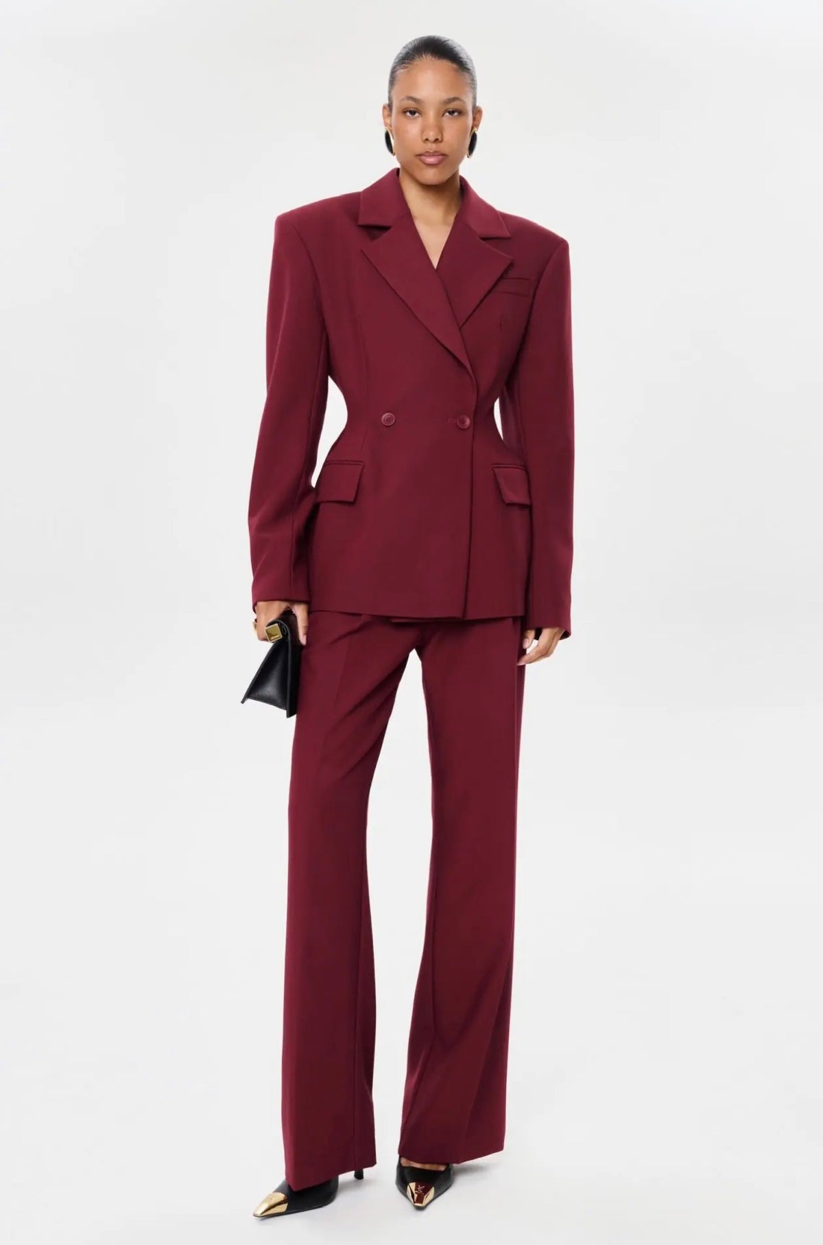 Maroon Double-Breasted Blazer
