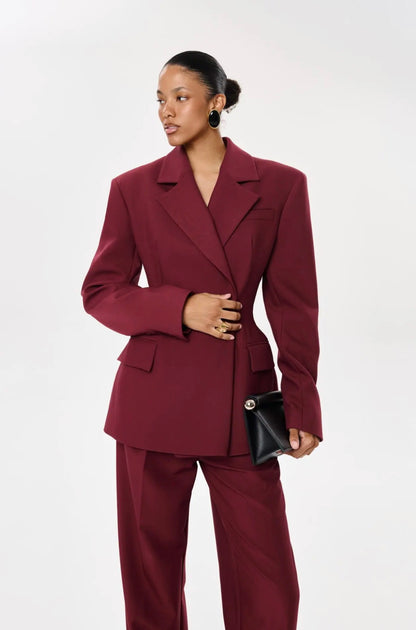 Maroon Double-Breasted Blazer