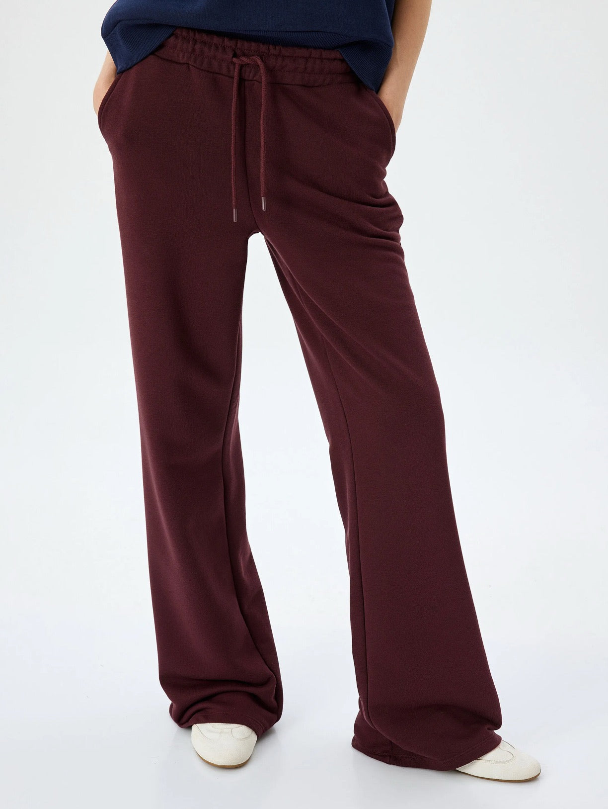 Maroon Wide Leg Warm Trouser