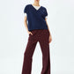 Maroon Wide Leg Warm Trouser