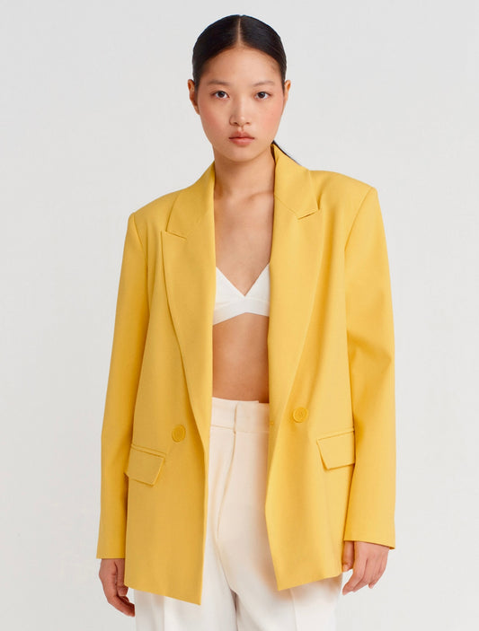 Mustard Yellow Double Breasted Blazer