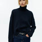 Navy Blue Polo-neck Sweater