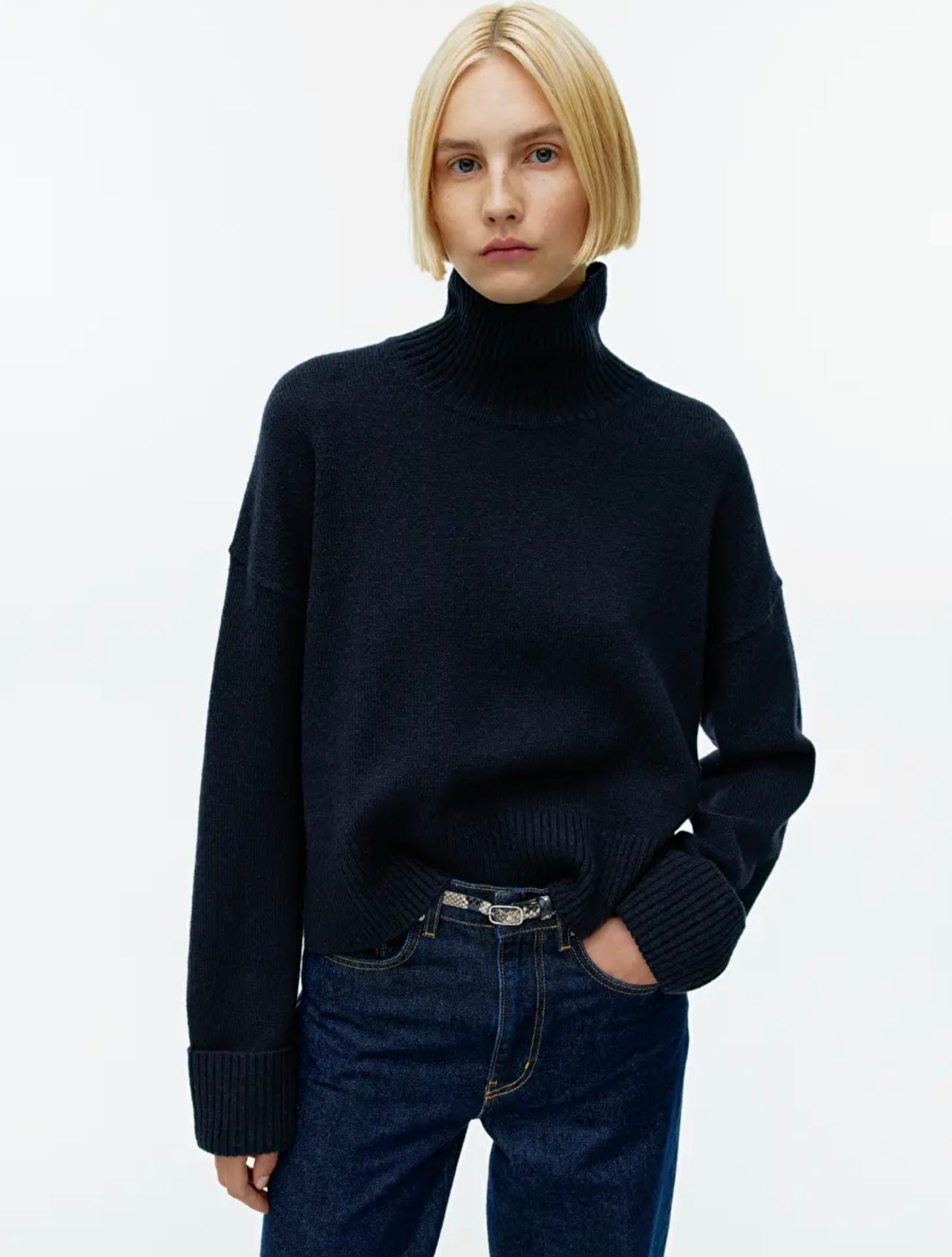 Navy Blue Polo-neck Sweater