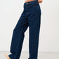 Navy Blue Wide Leg Cotton Jeans