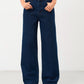 Navy Blue Wide Leg Cotton Jeans