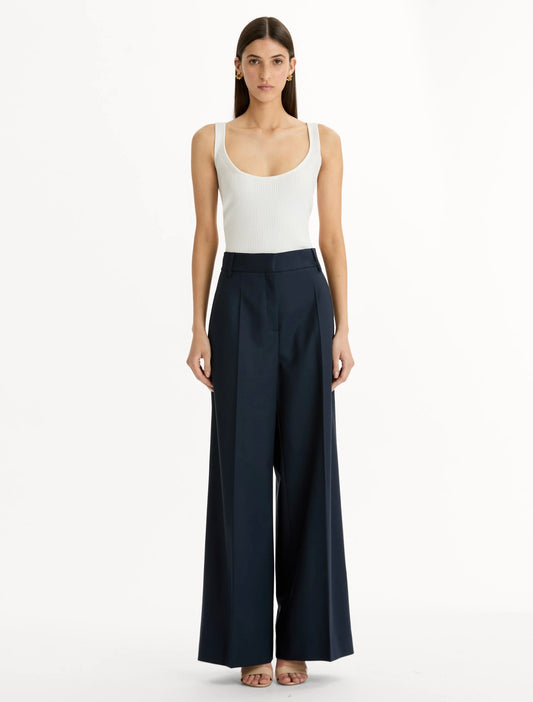 Navy Blue Wide Leg Trousers