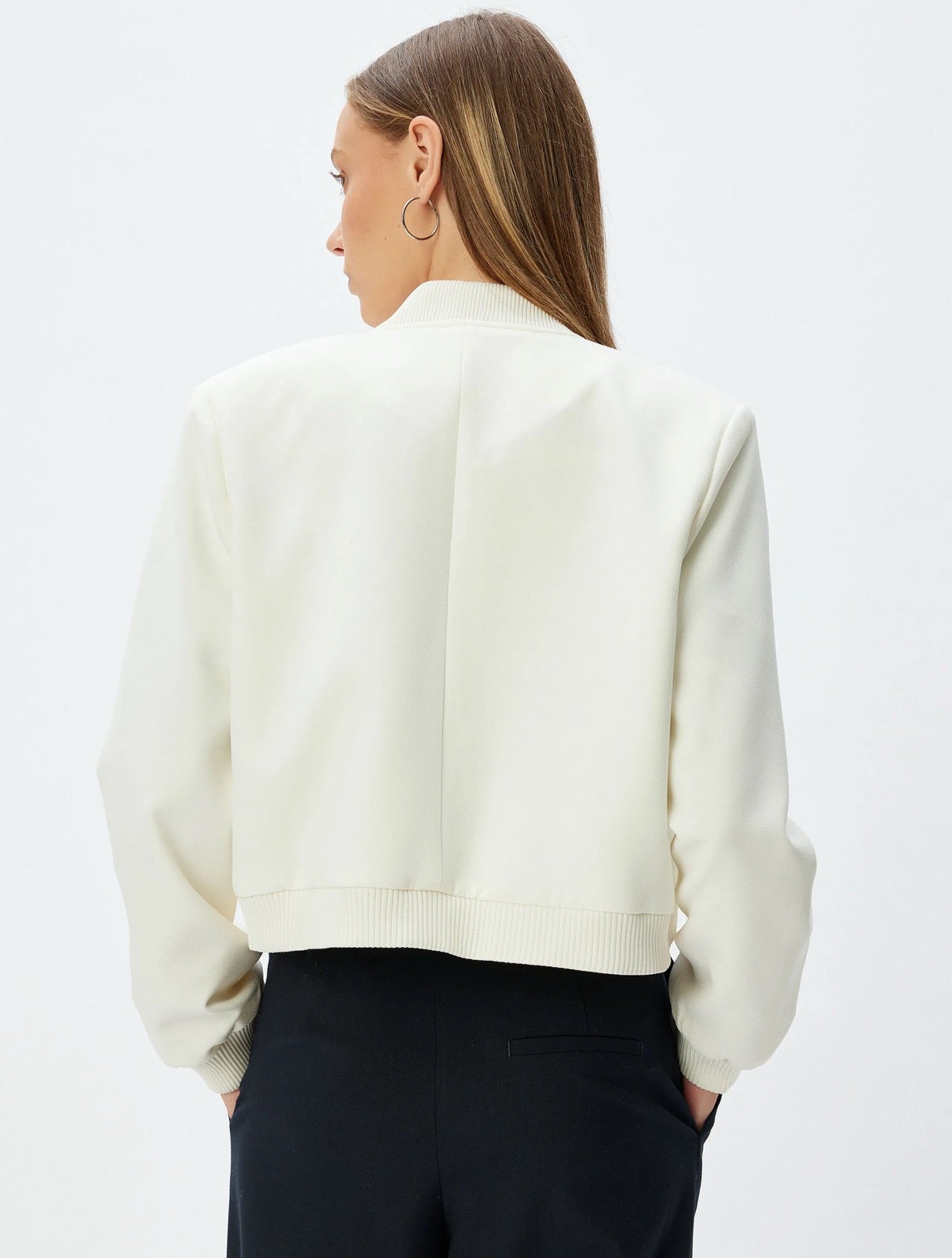 Off White Pocket Detail Bomber Jacket