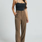 Olive Pleated Straight Tailored Trouser