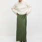 Olive Satin Maxi Long Skirt