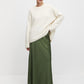 Olive Satin Maxi Long Skirt