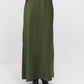 Olive Satin Maxi Long Skirt