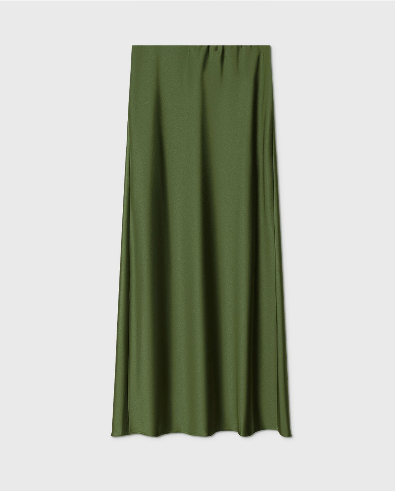 Olive Satin Maxi Long Skirt