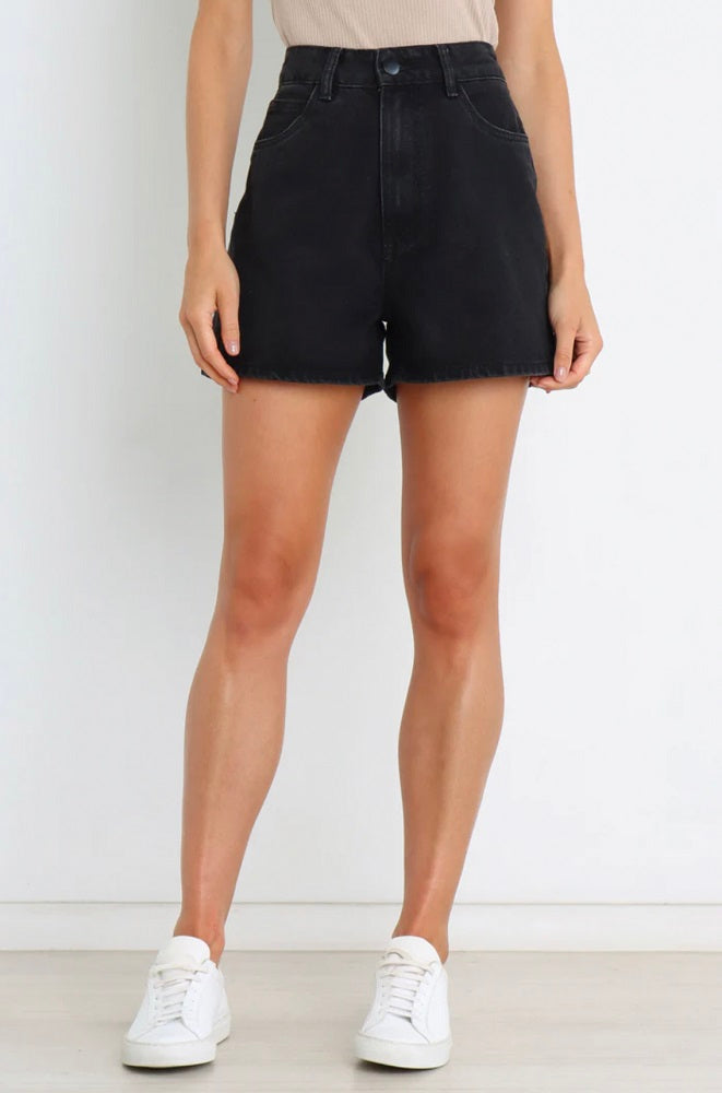 Ostia Black Denim Shorts