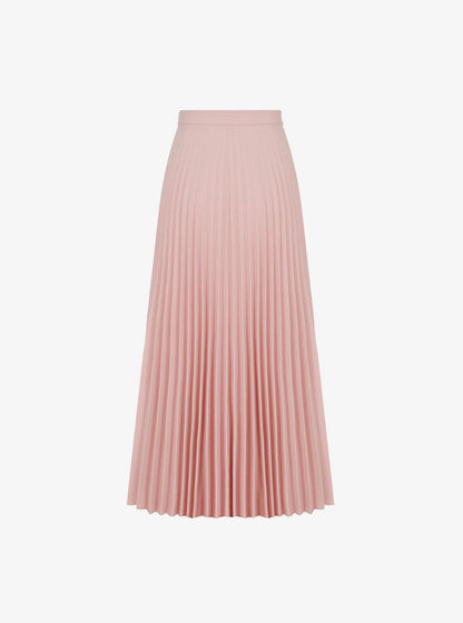 Peach Pleated Flared Long Skirt