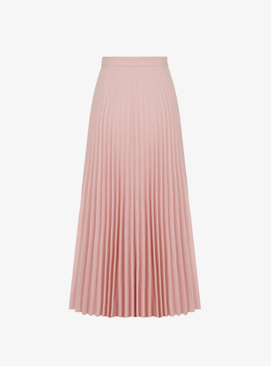 Peach Pleated Flared Long Skirt