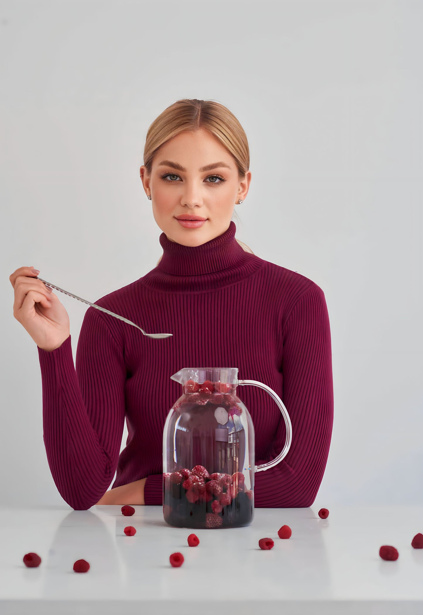 Plum Polo-neck Knitted Sweater