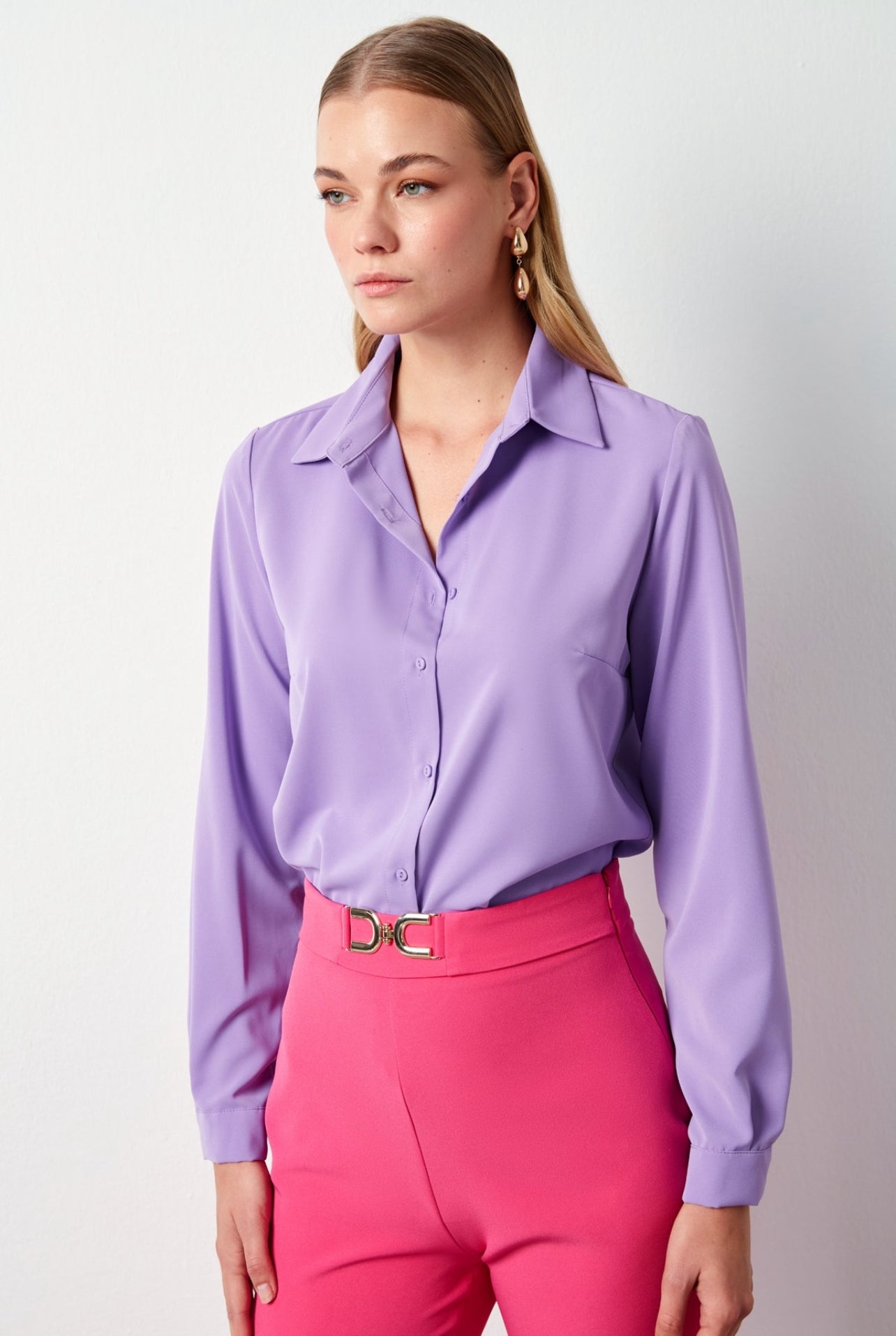 Purple Slim Fit Solid Shirt