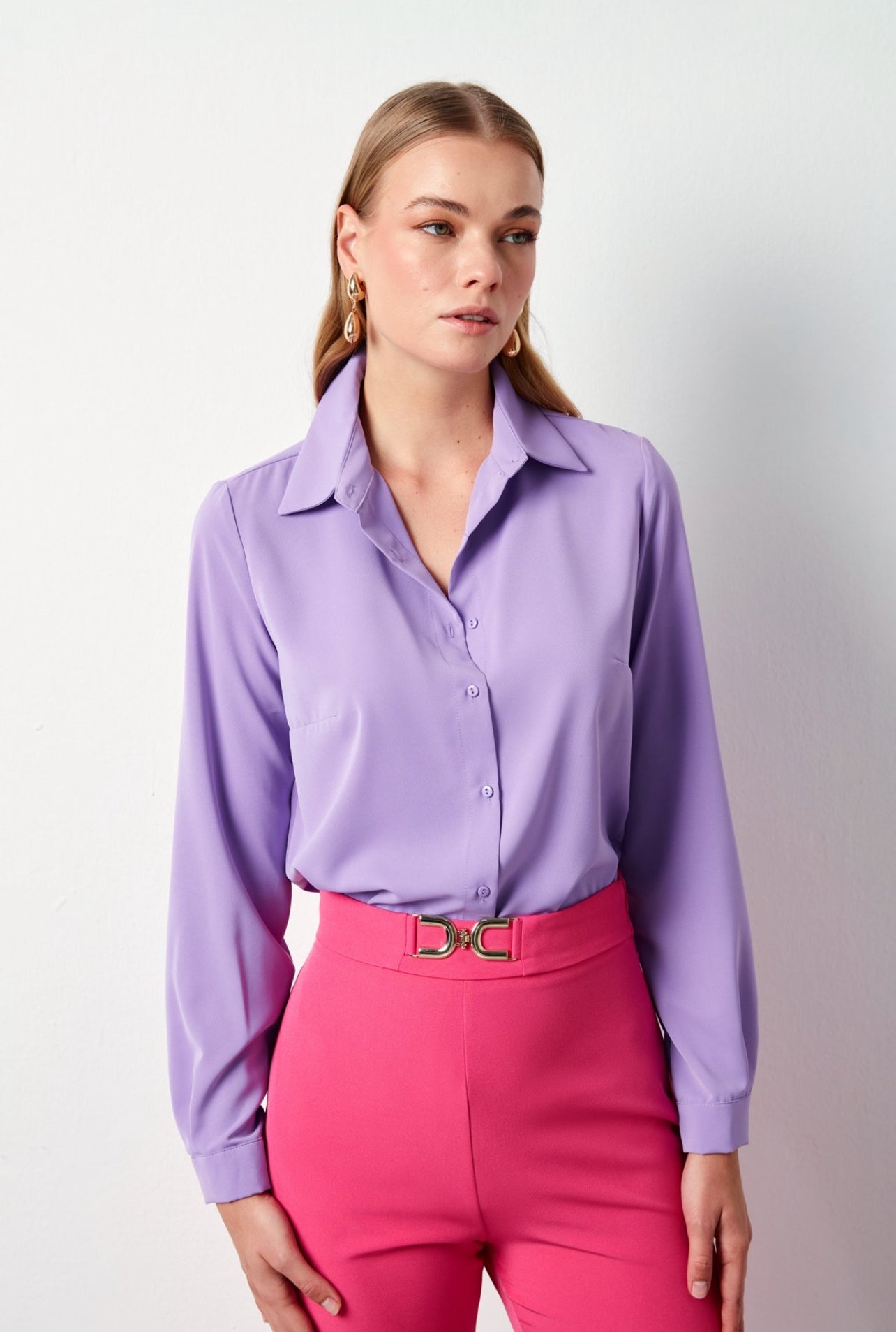 Purple Slim Fit Solid Shirt