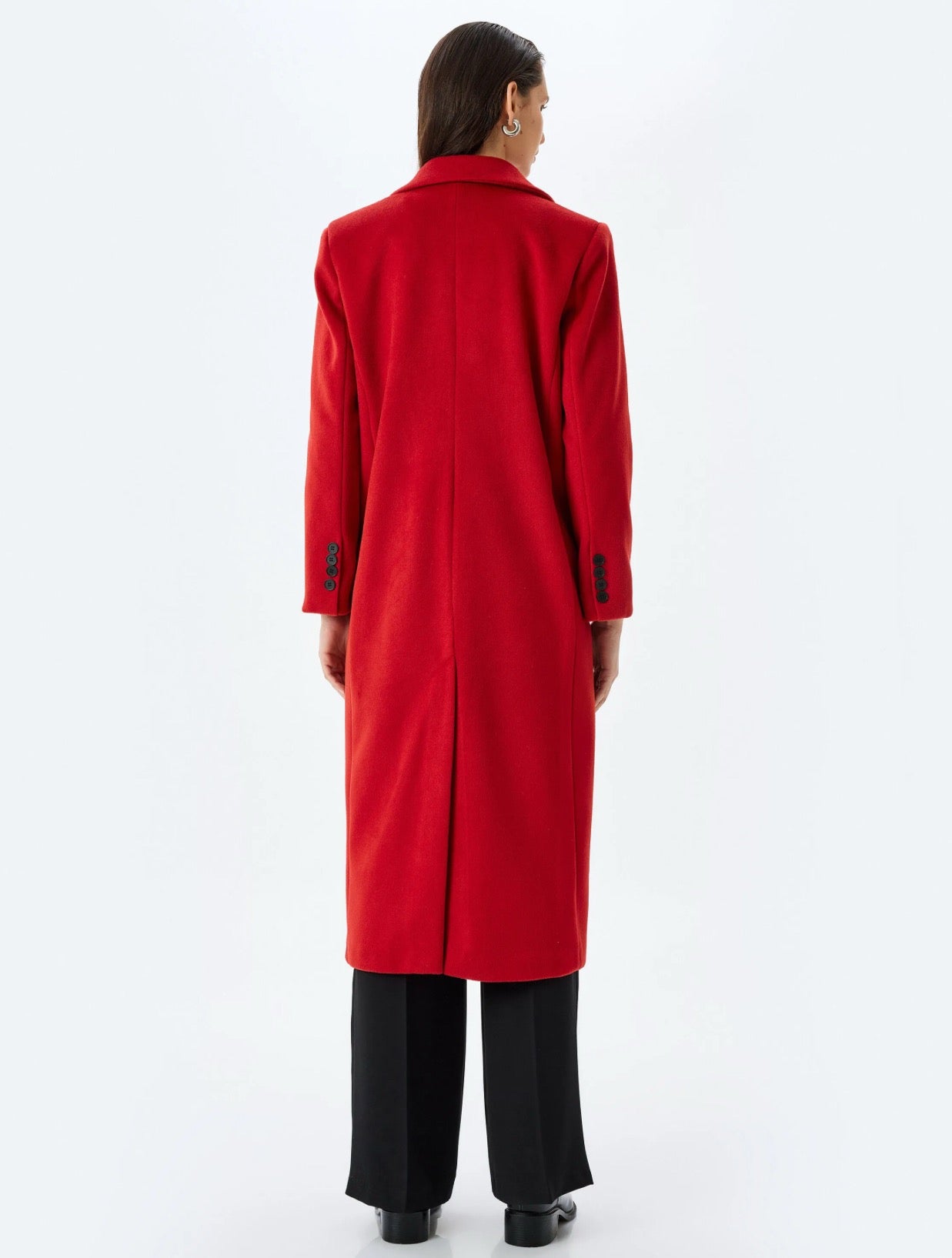 Red Woollen Double Breasted Overcoat