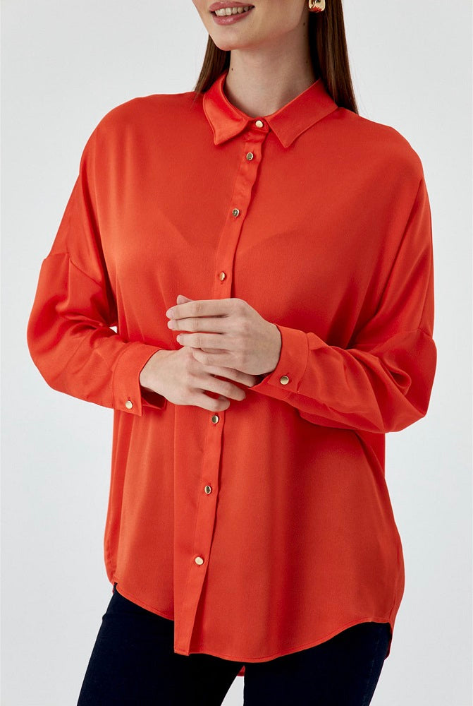 Rosaline Gold Buttoned Satin Shirt