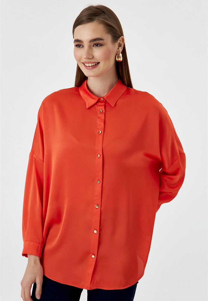 Rosaline Gold Buttoned Satin Shirt