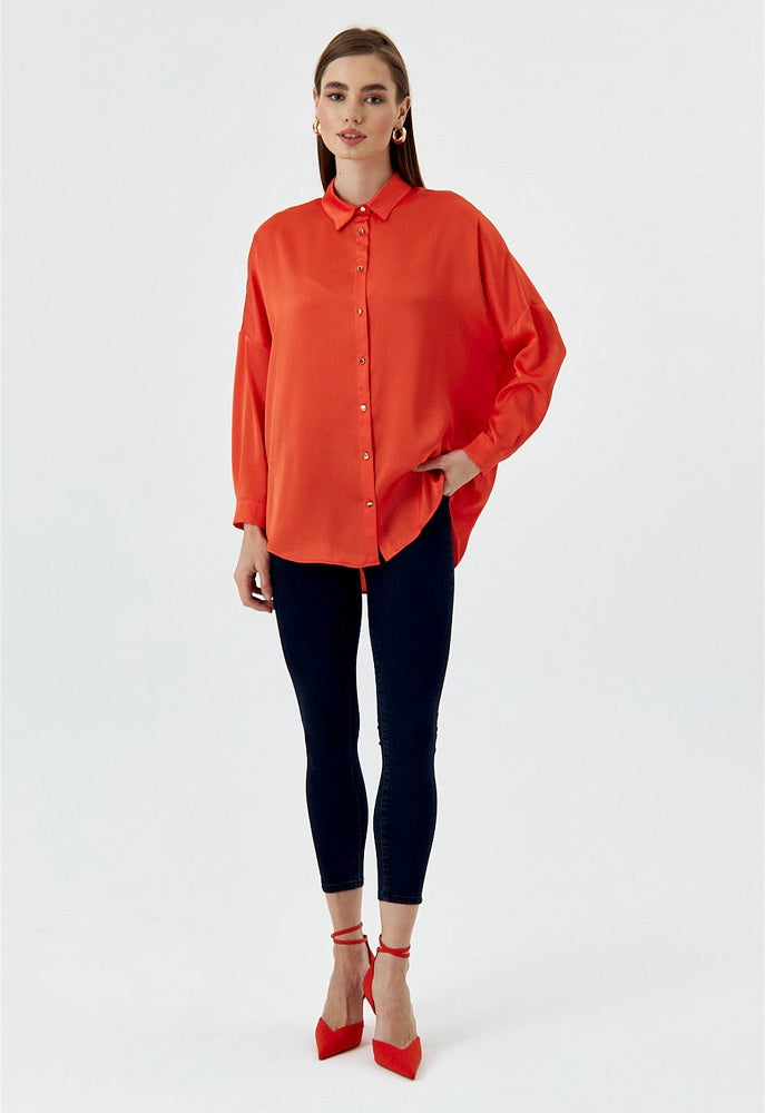 Rosaline Gold Buttoned Satin Shirt