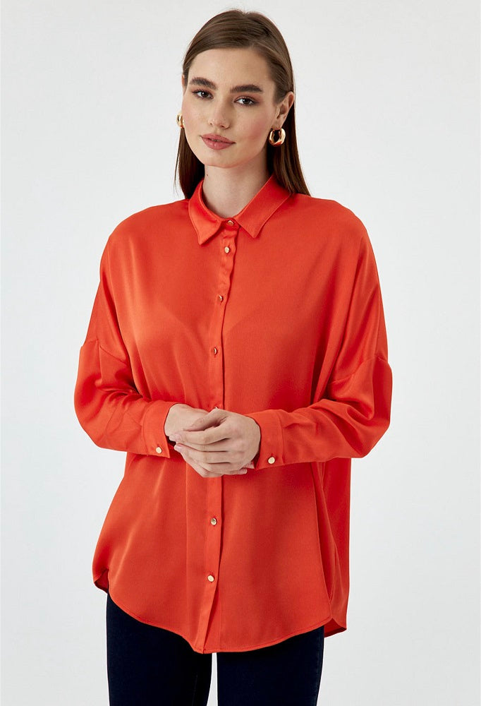 Rosaline Gold Buttoned Satin Shirt