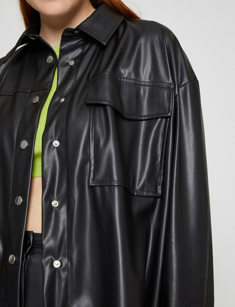 Roseman Black Leather Shirt