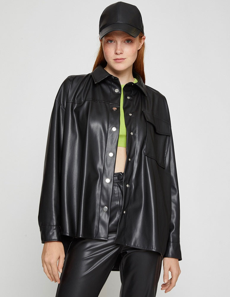 Roseman Black Leather Shirt