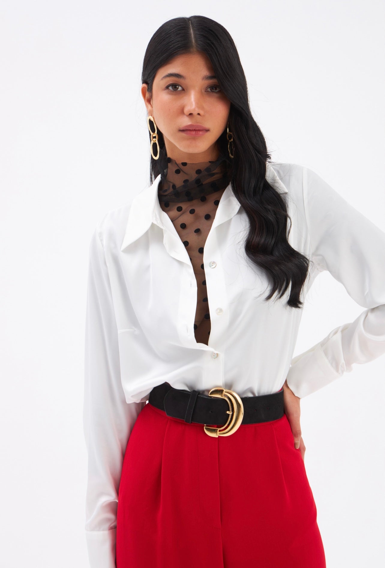 White Button-Up Long Sleeve Shirt