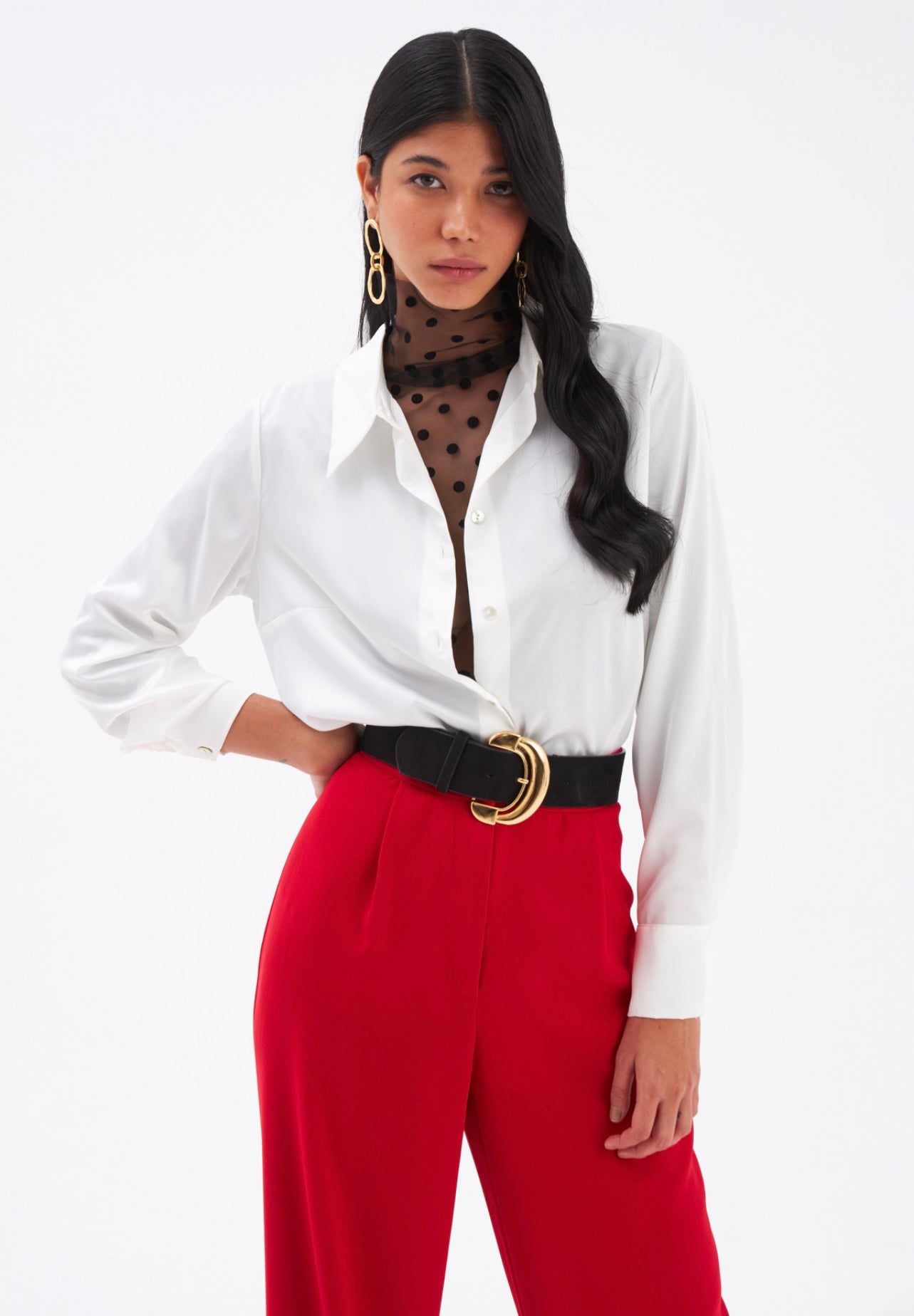 White Button-Up Long Sleeve Shirt