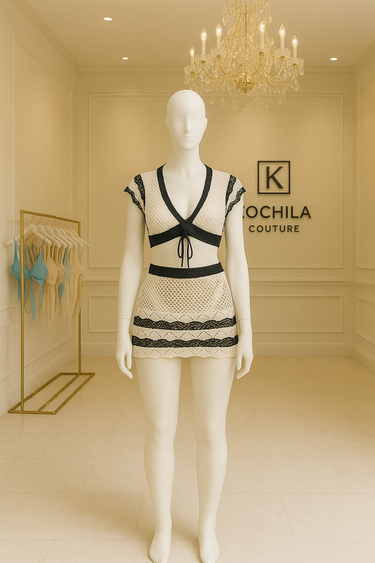 White Crochet Beach Top & Skirt Set
