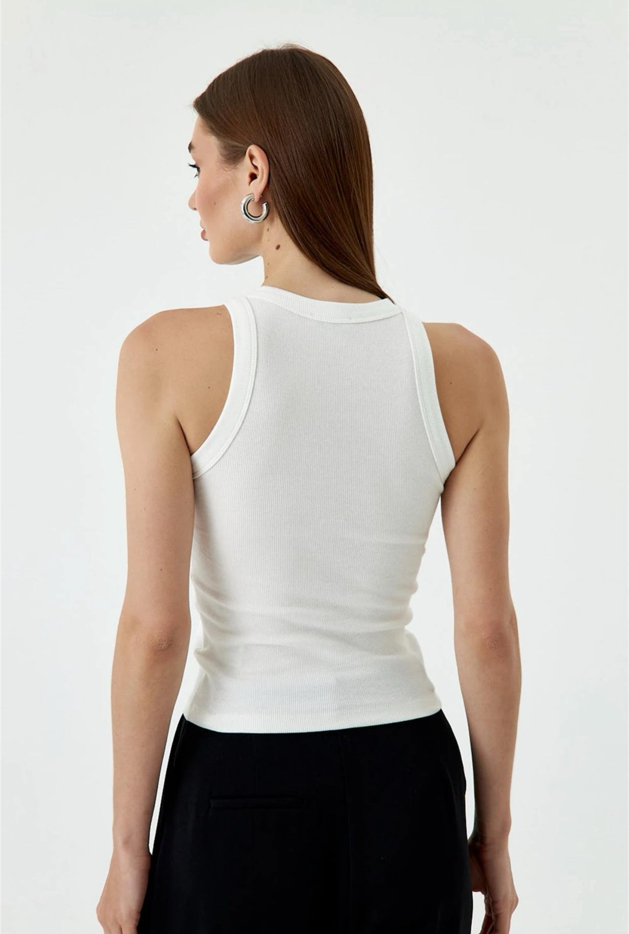 White Ribbed Cotton Vest Top